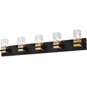 Veronica 5 Light 40 inch Matte Black with Aged Brass Vanity Light Wall Light in Matte Black and Aged Brass