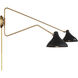 Modern 2 Light 86 inch Matte Black with Natural Brass Wall Sconce Wall Light