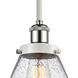Ballston Large Cone 1 Light 8 inch White and Polished Chrome Pendant Ceiling Light in Seedy Glass