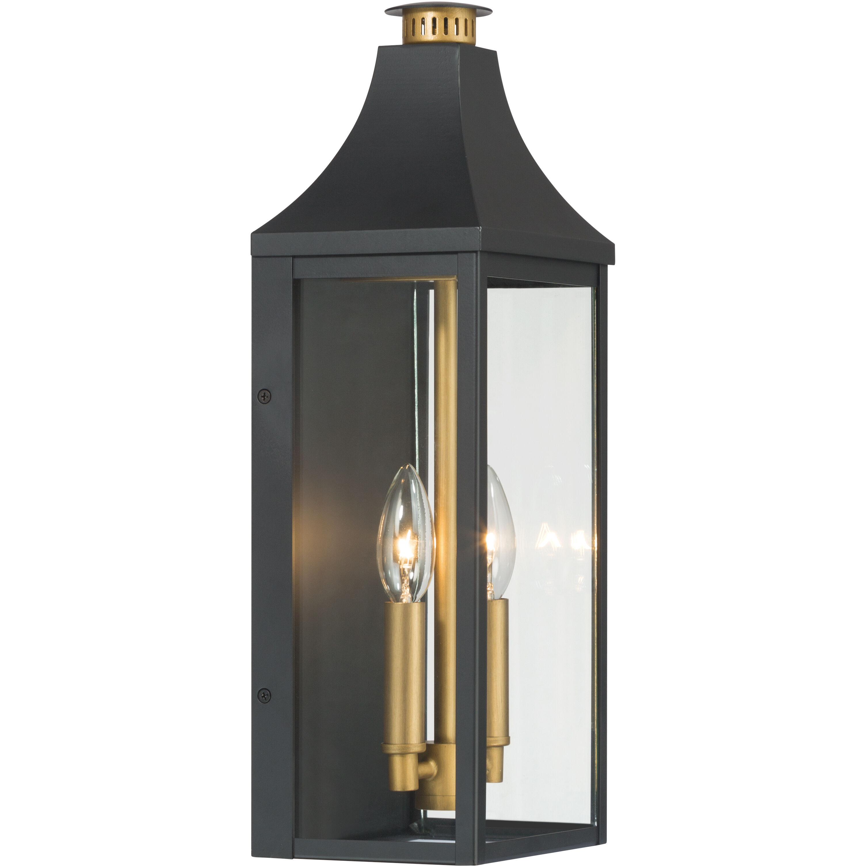 Hurstborne 2 Light 18.25 inch Dark Matte Black and Painted Legacy Brass Outdoor Wall Lantern