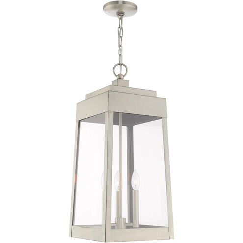 Oslo 3 Light 11 inch Brushed Nickel Outdoor Pendant Lantern