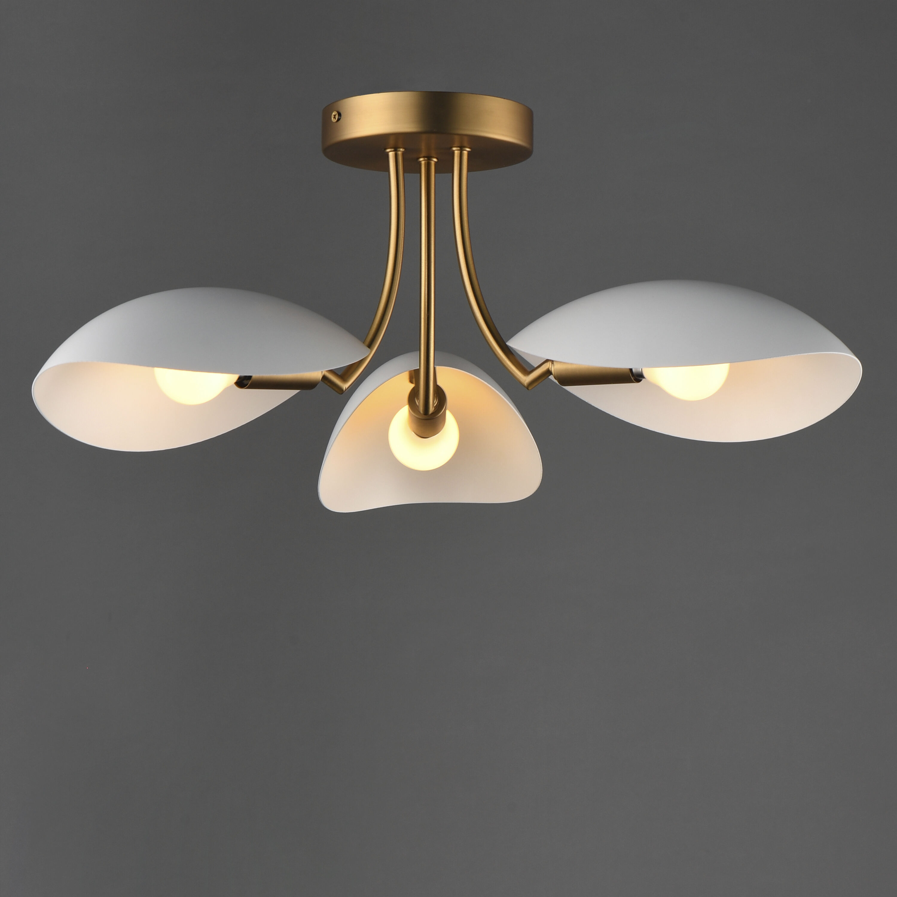 Maris 3 Light 22 inch White and Natural Aged Brass Semi-Flush Mount Ceiling Light