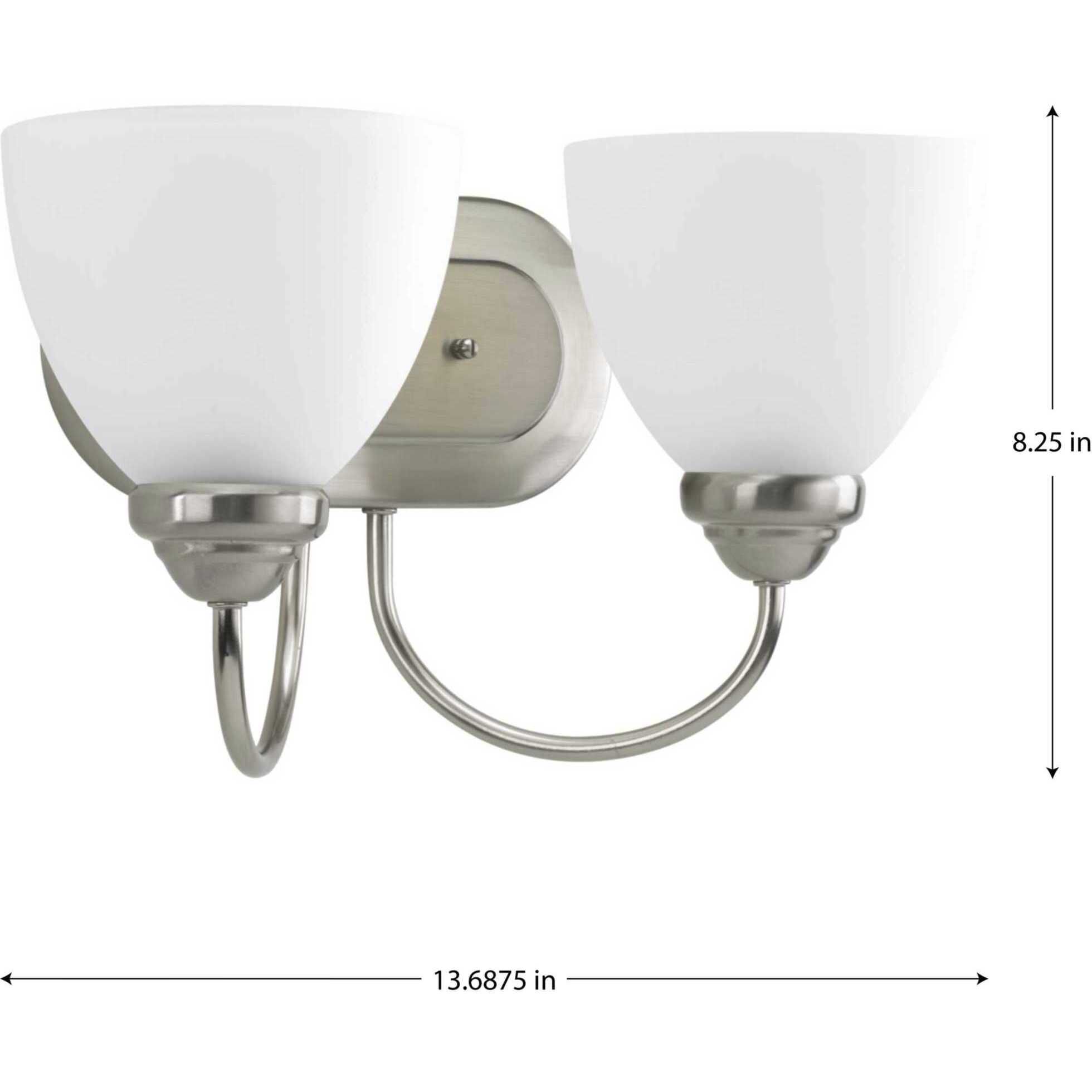 Heart 2 Light 13.69 inch Brushed Nickel Bath Vanity Wall Light