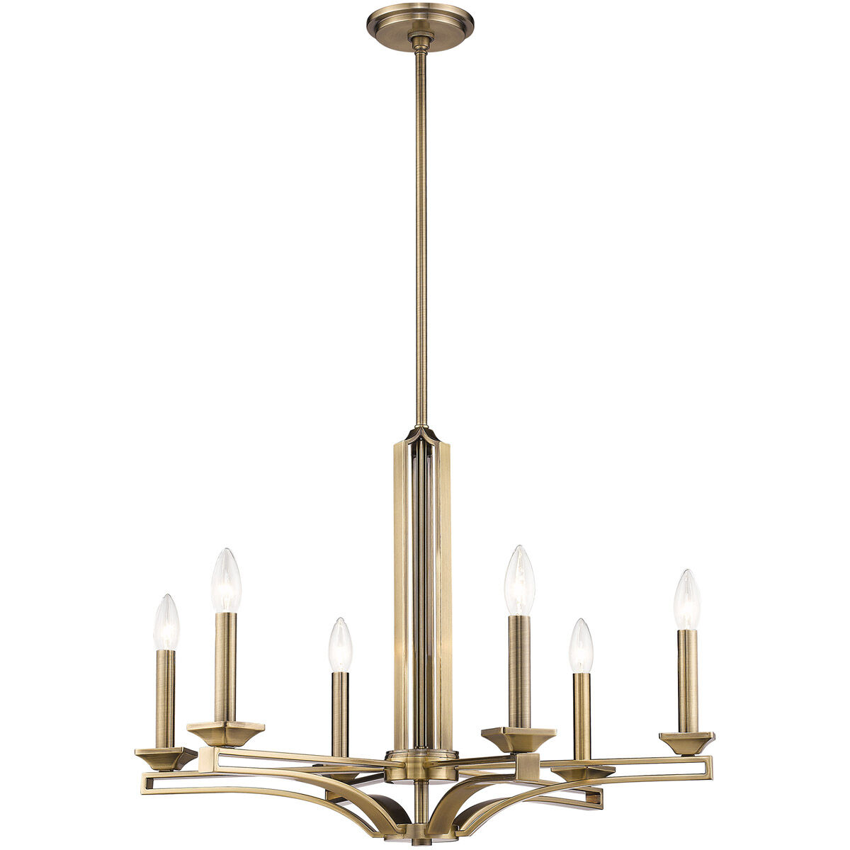 Trumbull 6 Light 26 inch Antique Brass Chandelier Ceiling Light