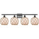 Ballston Farmhouse Rope 4 Light 36 inch Oil Rubbed Bronze Bath Vanity Light Wall Light in White Glass with Brown Rope, Ballston