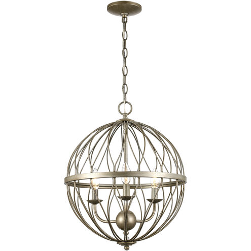 Sequoia 3 Light 16 inch Anique Silver Leaf Pendant Ceiling Light in Antique Silver Leaf
