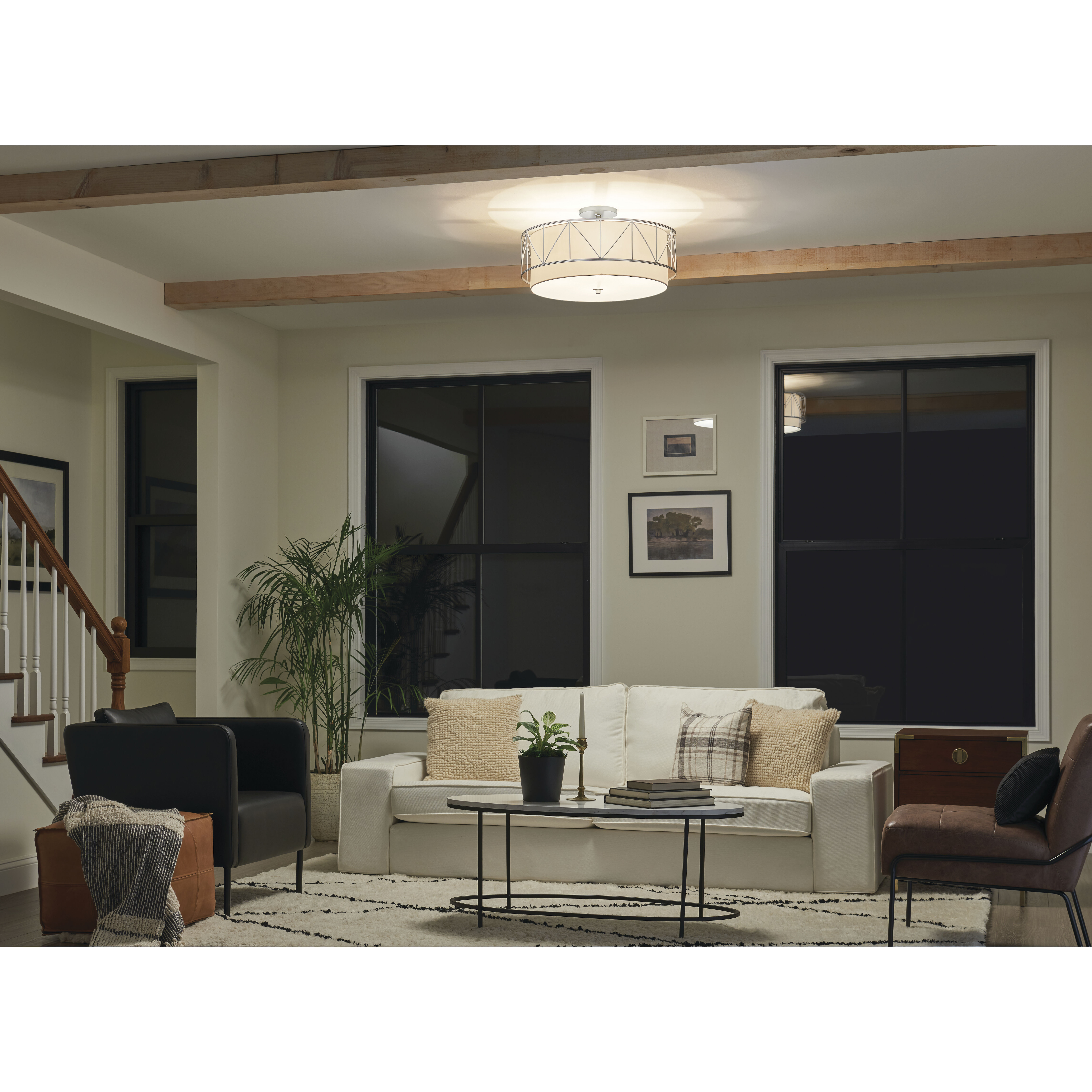 Birkleigh 4 Light 24 inch Satin Nickel Flush Mount Ceiling Light