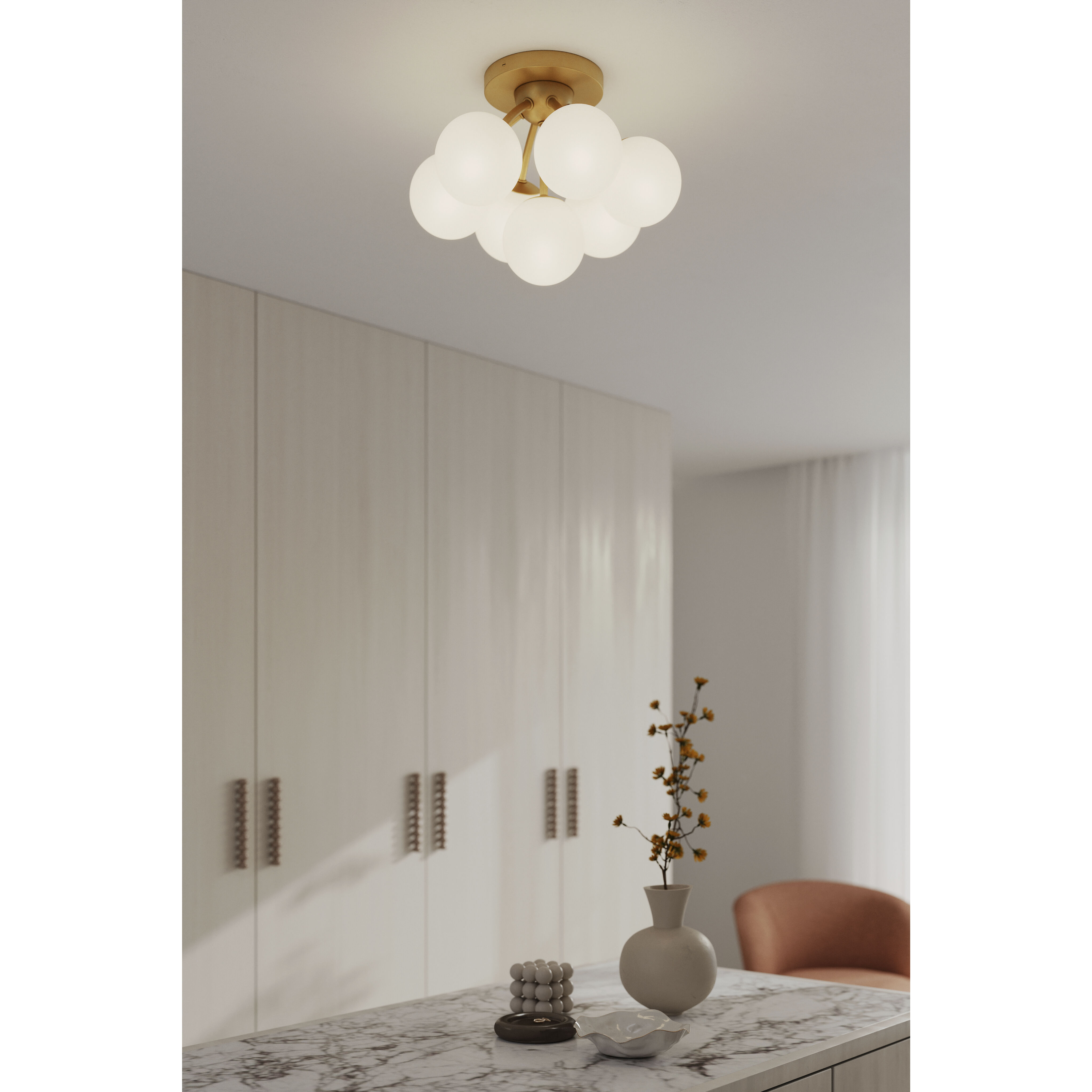 Lunara 7 Light 18.25 inch Legacy Brass Semi-Flush Mount Ceiling Light