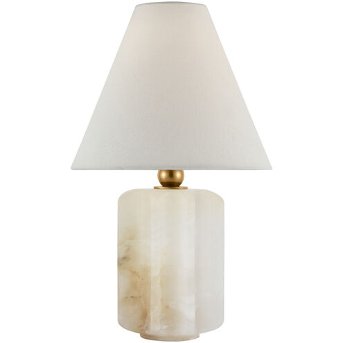 Visual Comfort Signature Collection TOB3918ALB/HAB-L Thomas O'Brien Iota  15.5 inch 15 watt Alabaster and Hand-Rubbed Antique Brass Table Lamp  Portable Light, Small