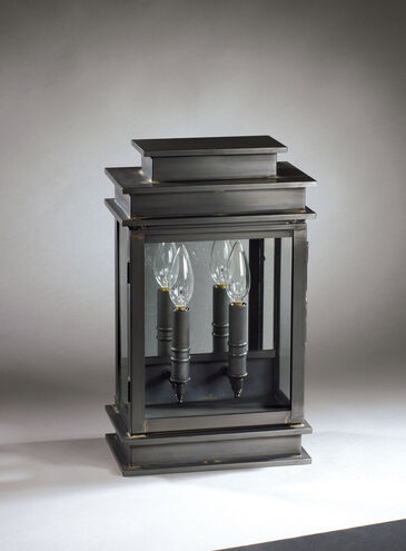 Empire 2 Light 15.5 inch Dark Antique Brass Outdoor Wall Light in No Mirror, Clear Seedy Glass