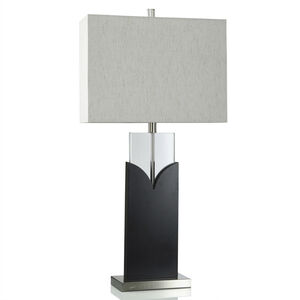 Cameron 33.25 inch 100 watt Black and Brushed Steel Table Lamp Portable Light