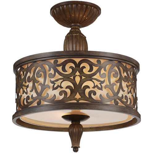 Nicole 3 Light 14 inch Brushed Chocolate Drum Shade Flush Mount Ceiling Light