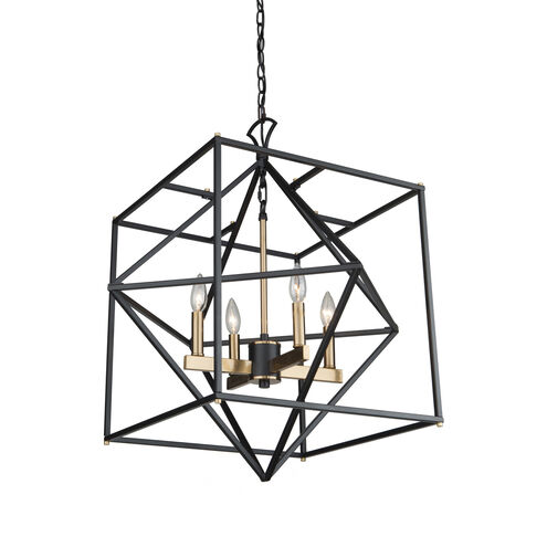 Roxton LED 25 inch Matte Black and Harvest Brass Chandelier Ceiling Light