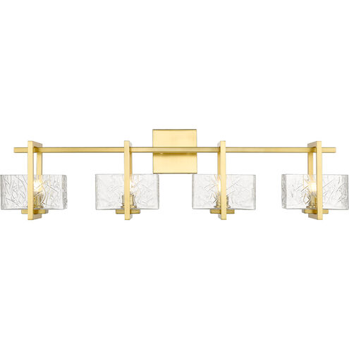 Striate 4 Light 33 inch Satin Gold Bath Vanity Light Wall Light