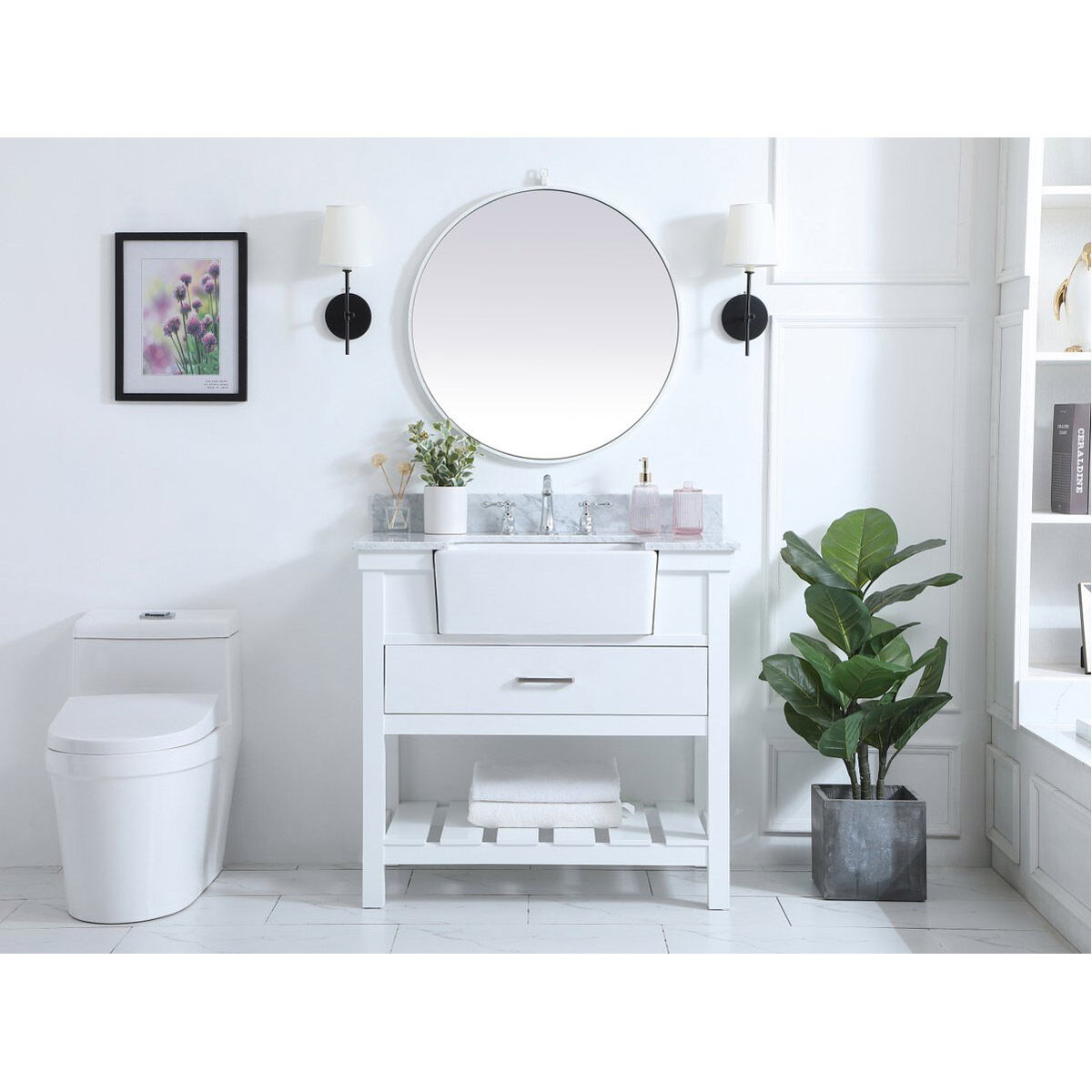 Clement 36 X 22 X 34 inch White Bathroom Vanity Cabinet