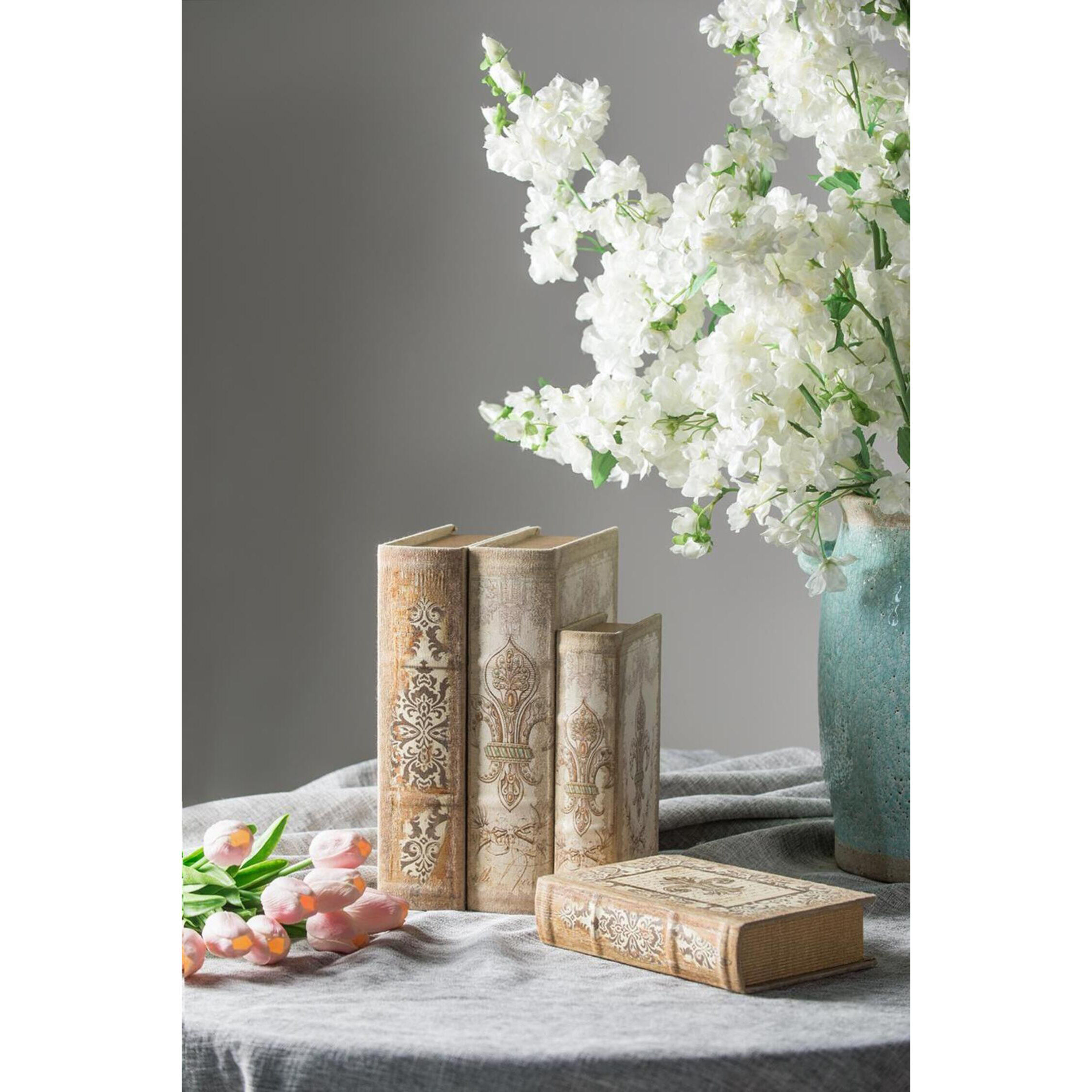 Anita 7 X 3.2 inch White Book Box, Set of 4