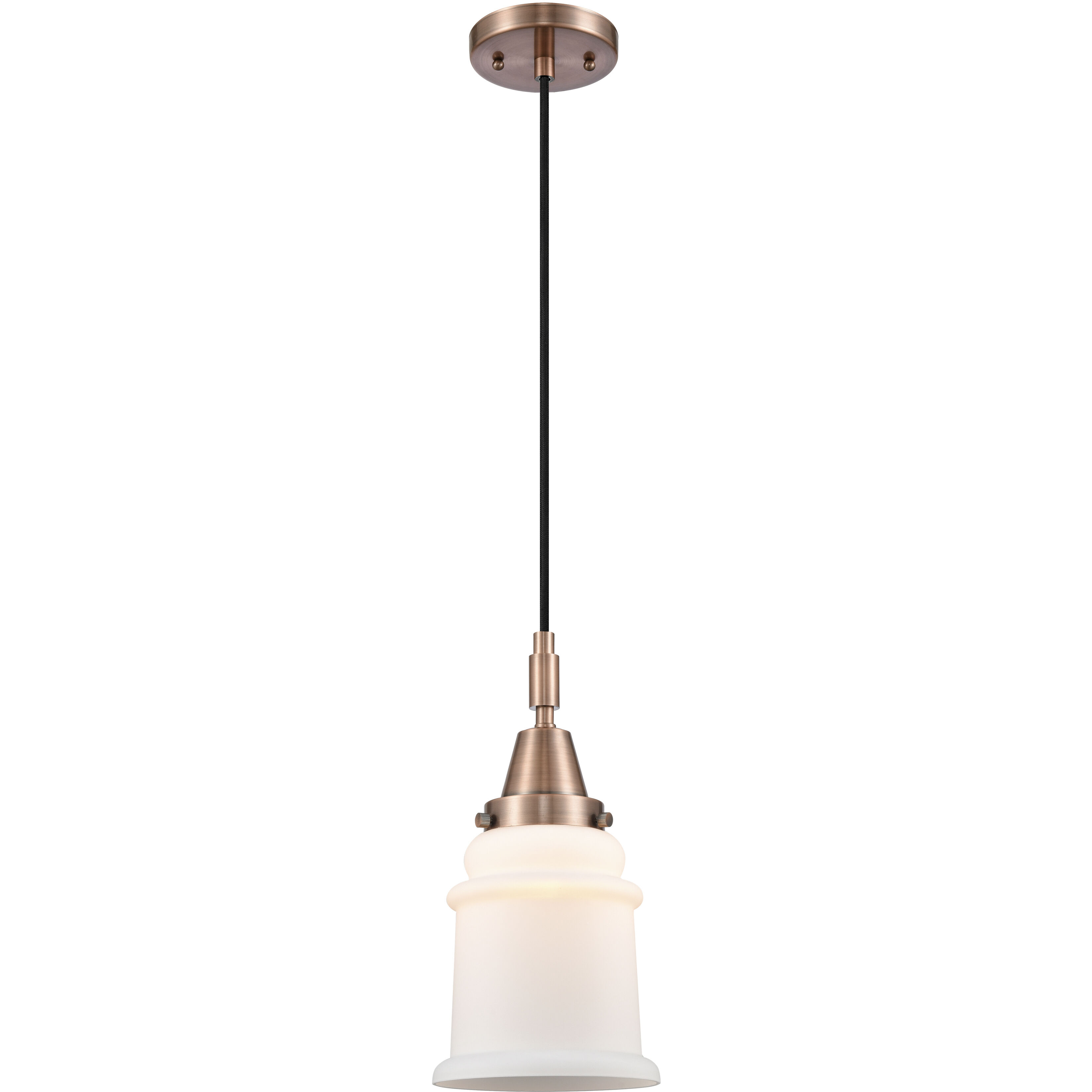 Canton 1 Light 6 inch Antique Copper Mini Pendant Ceiling Light in Matte White Glass