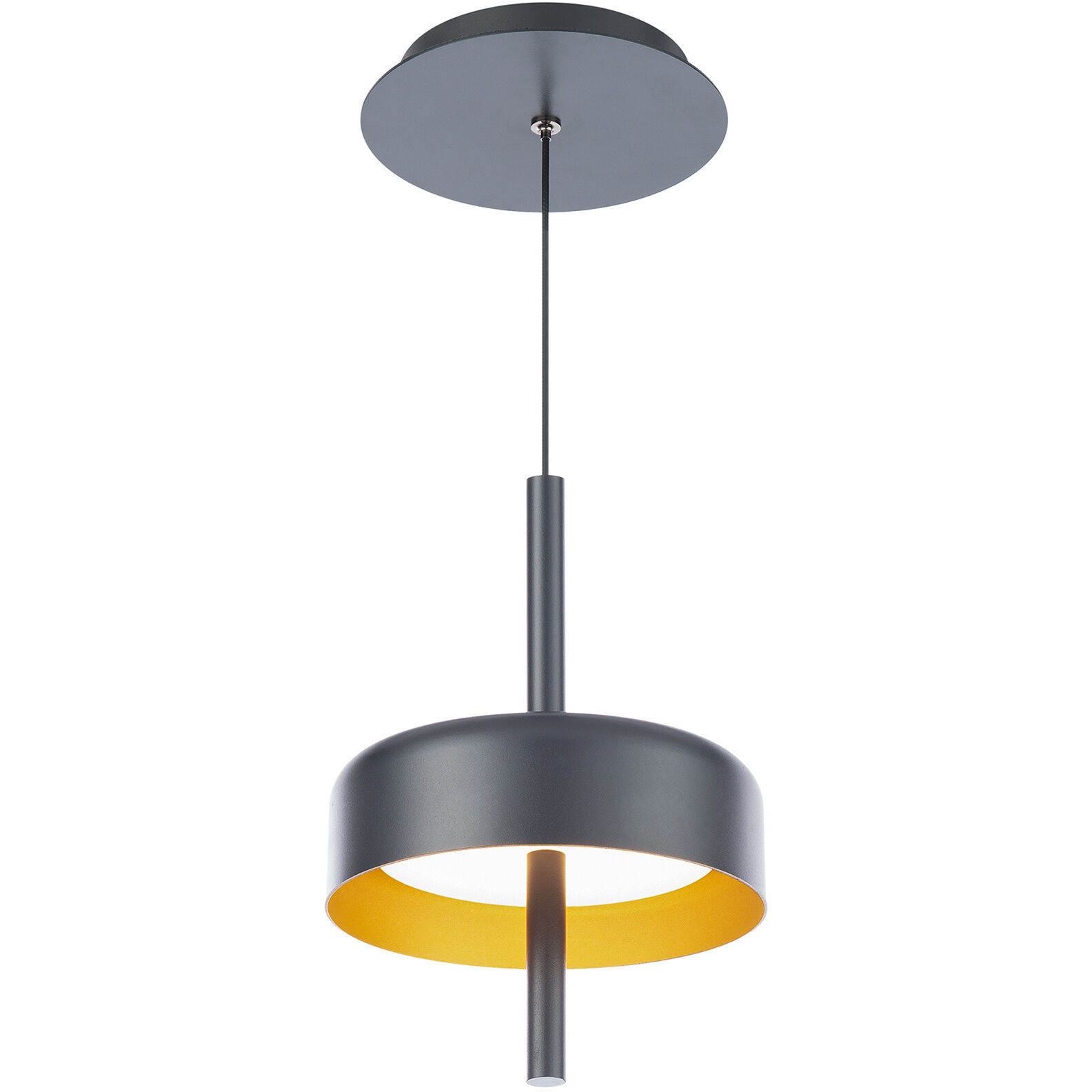 Pierce LED 7 inch Black Gold Mini-Pendant Ceiling Light in Black/Gold, dweLED