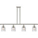 Ballston Small Bell 4 Light 48 inch Polished Nickel Island Light Ceiling Light in Seedy Glass