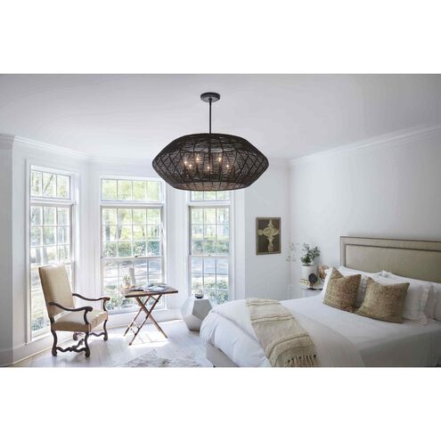 Lisa McDennon Luca 7 Light 38 inch Black Indoor Chandelier Ceiling Light, Convertible to Semi-Flush