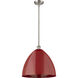 Ballston Plymouth Dome 1 Light 16 inch Brushed Satin Nickel Pendant Ceiling Light in Matte Red