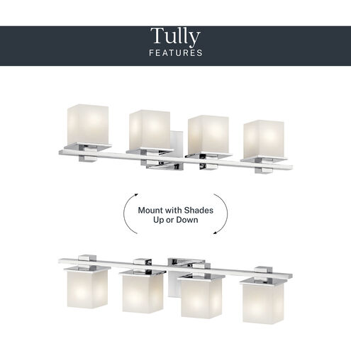 Tully 4 Light 32 inch Chrome Wall Mt Bath 4 Arm Wall Light