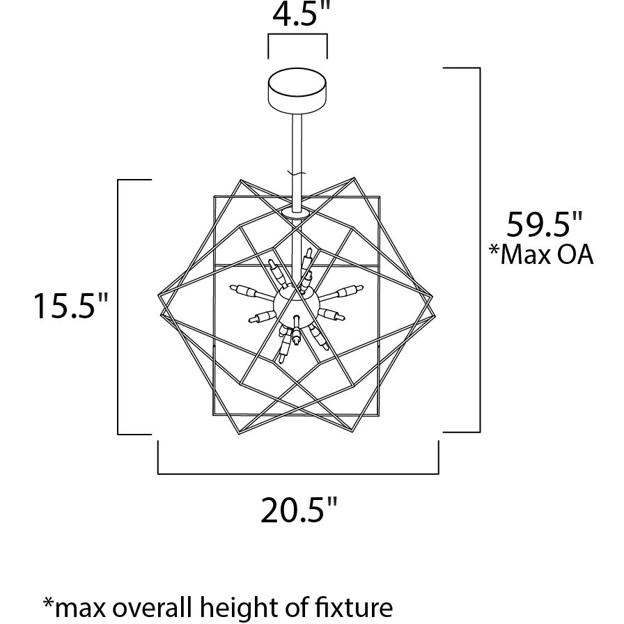 Rubic LED LED 20.5 inch Black and Polished Chrome Single Pendant Ceiling Light