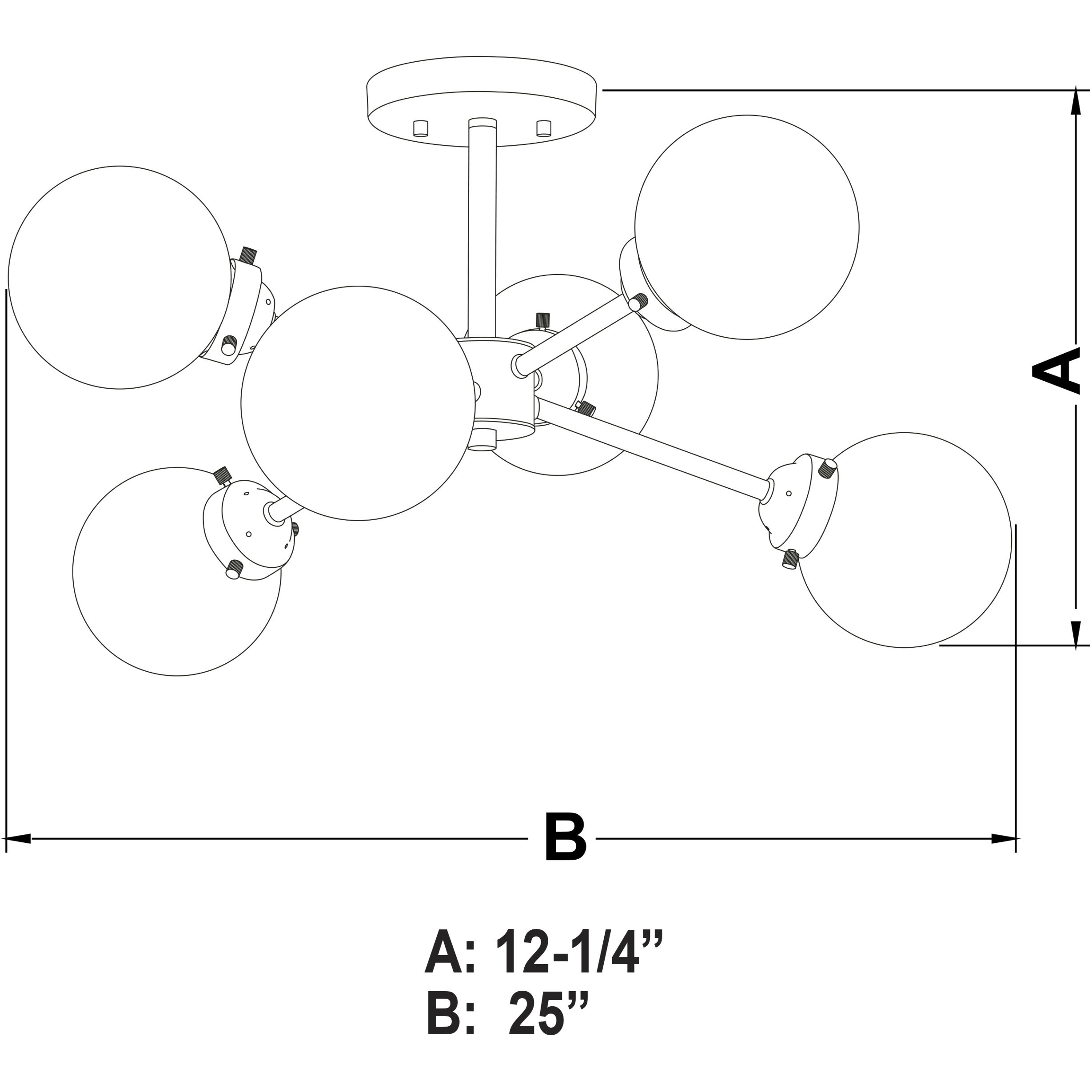 Orbit LED 25 inch Muted Brass and Oil Rubbed Bronze Semi-Flush Mount Ceiling Light