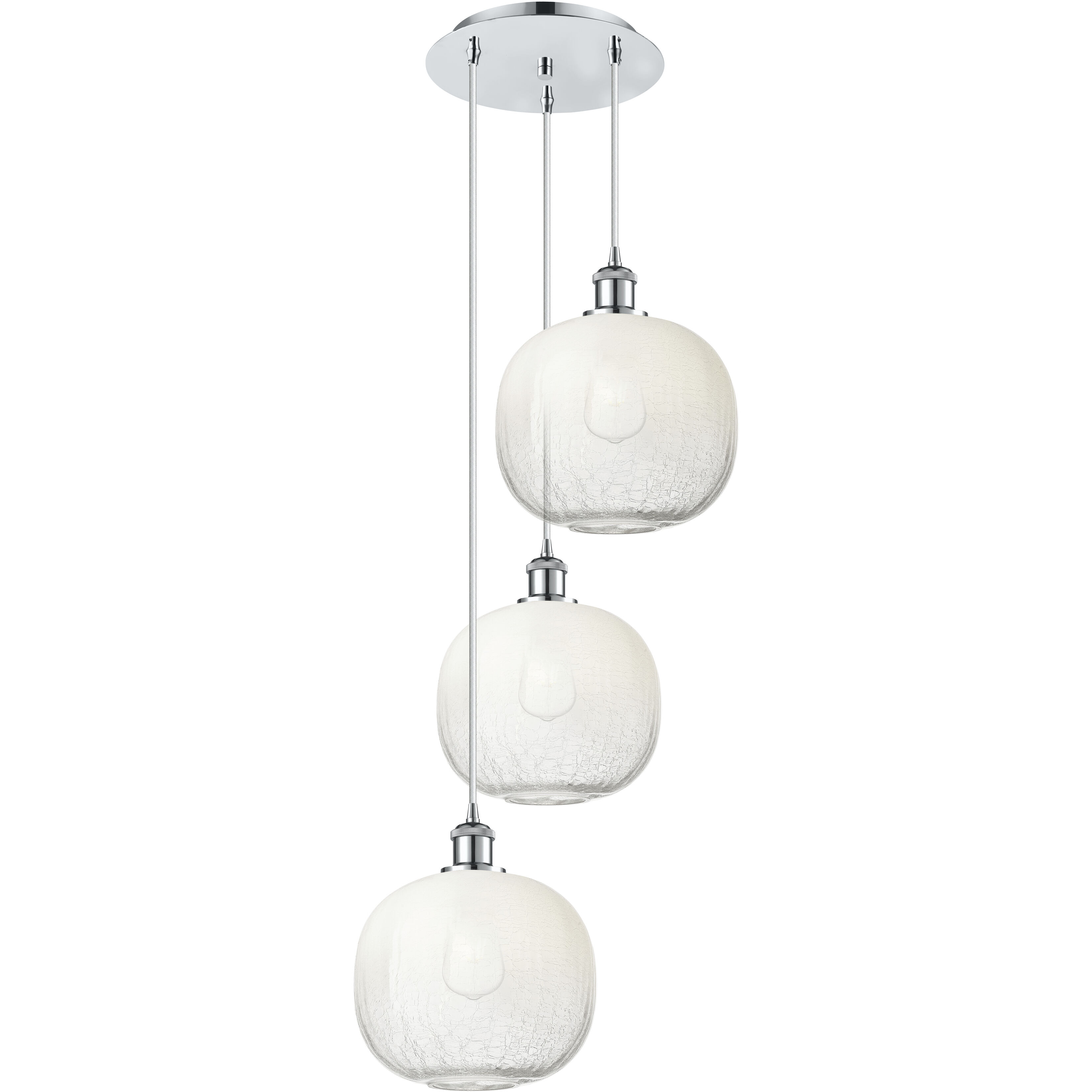 Ballston Brookhaven Sphere 3 Light 17 inch Polished Chrome Multi Pendant Ceiling Light in Opal Glass