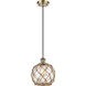 Ballston Farmhouse Rope 1 Light 8 inch Antique Brass Mini Pendant Ceiling Light in Incandescent, Clear Glass with Brown Rope, Ballston