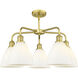 Bristol Glass 5 Light 25.5 inch Satin Gold Chandelier Ceiling Light in Matte White
