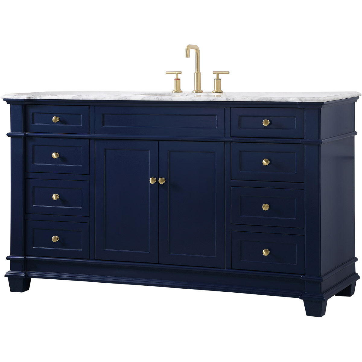 Wesley 60 X 21.5 X 35 inch Blue Vanity Sink Set