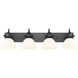 Hines 4 Light 34.5 inch Matte Black Bath Vanity Light Wall Light in Opal Glass
