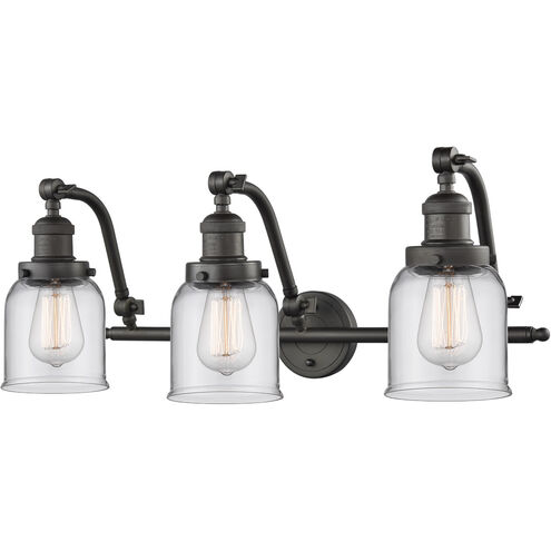 Franklin Restoration Small Bell LED 28 inch Oil Rubbed Bronze Bath Vanity Light Wall Light in Clear Glass, Franklin Restoration