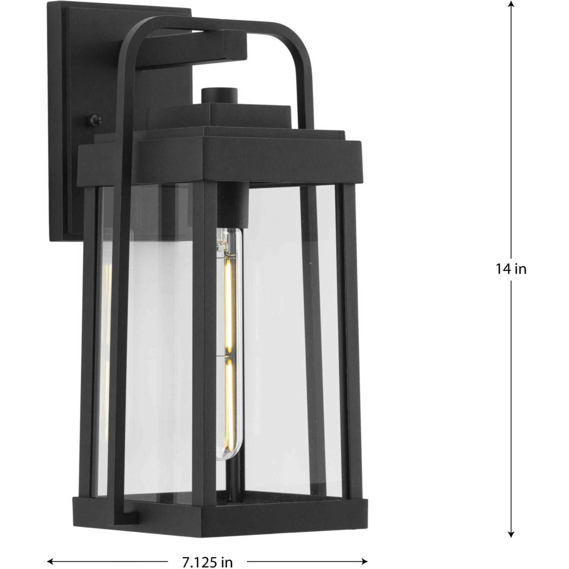 Walcott 1 Light 14 inch Textured Black Wall Lantern