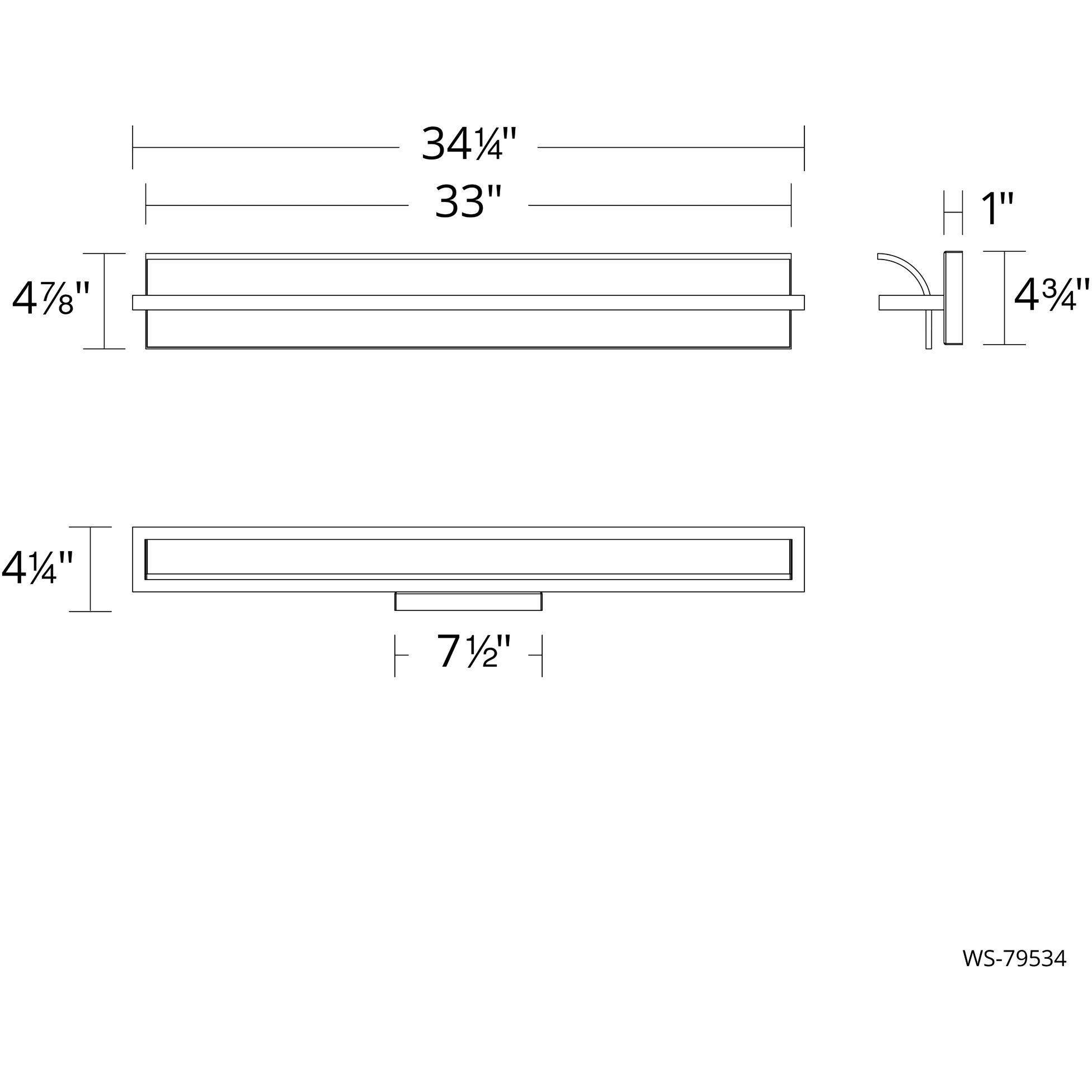 Shard LED 34 inch Brushed Nickel Bath Vanity & Wall Light in 4000K, dweLED