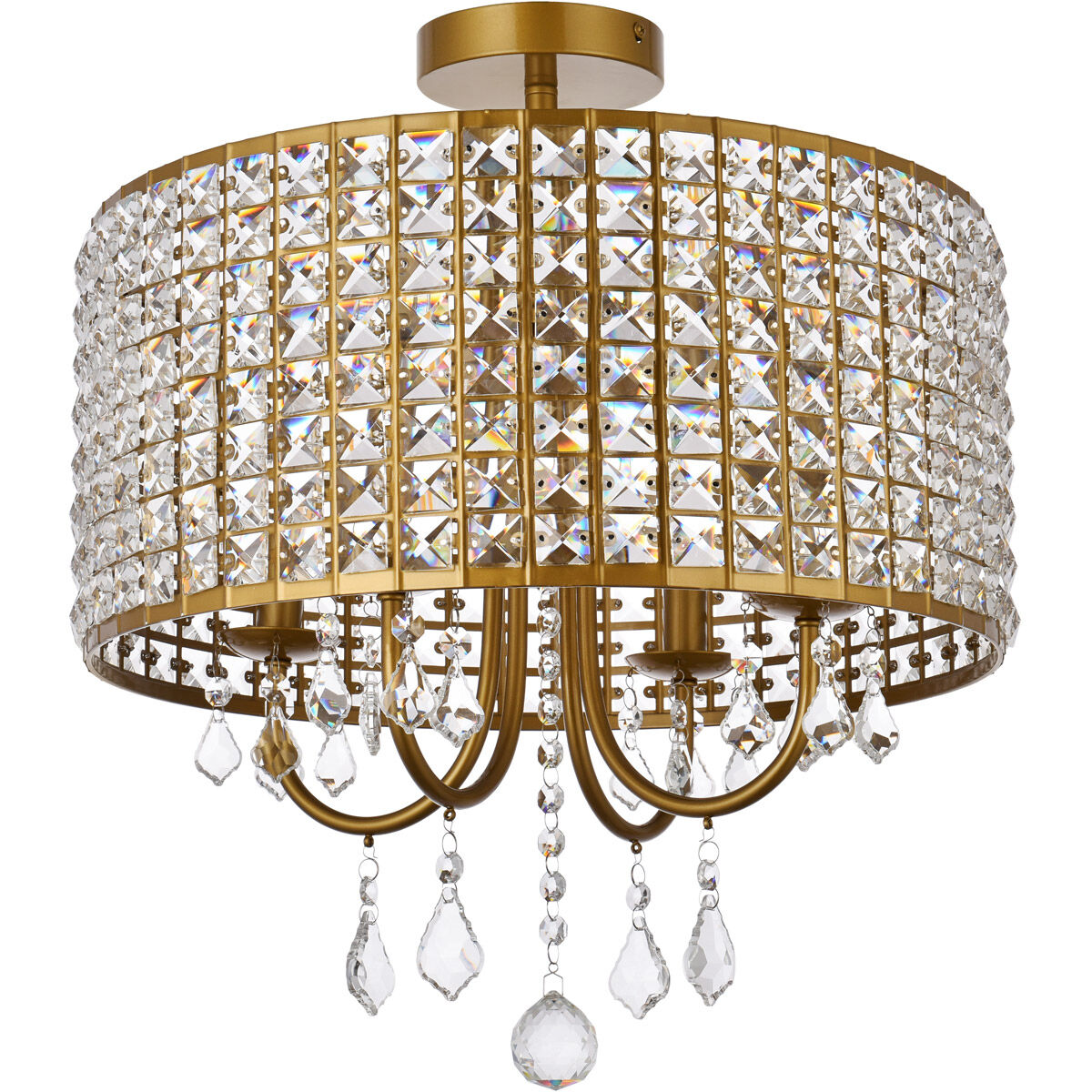Elise 4 Light 17 inch Brass Flush Mount Ceiling Light