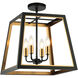Rosalie 4 Light 16 inch Matte Black and Aged Gold Brass Flush Mount Ceiling Light