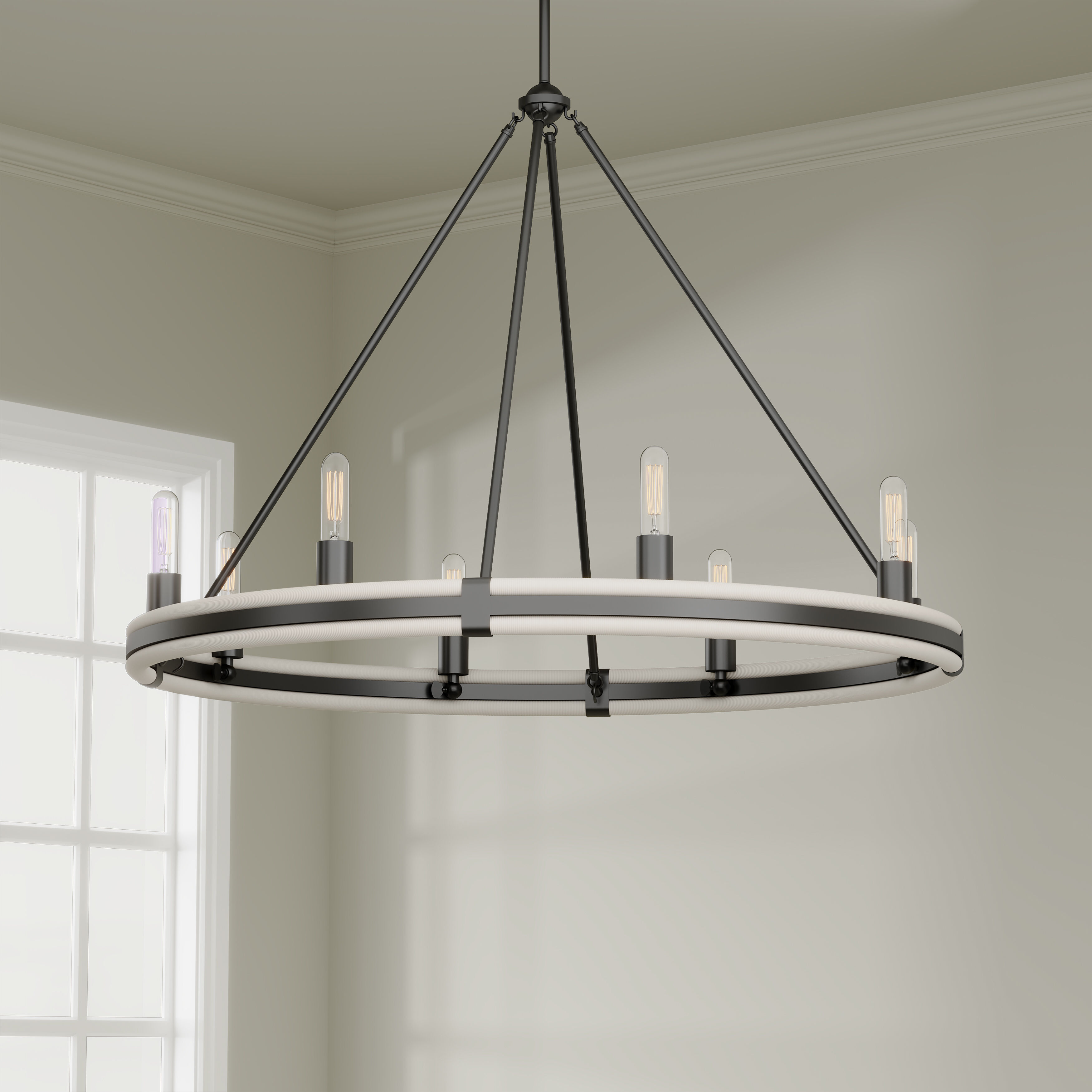 Rovessa 8 Light 39 inch Matte Black Chandelier Ceiling Light