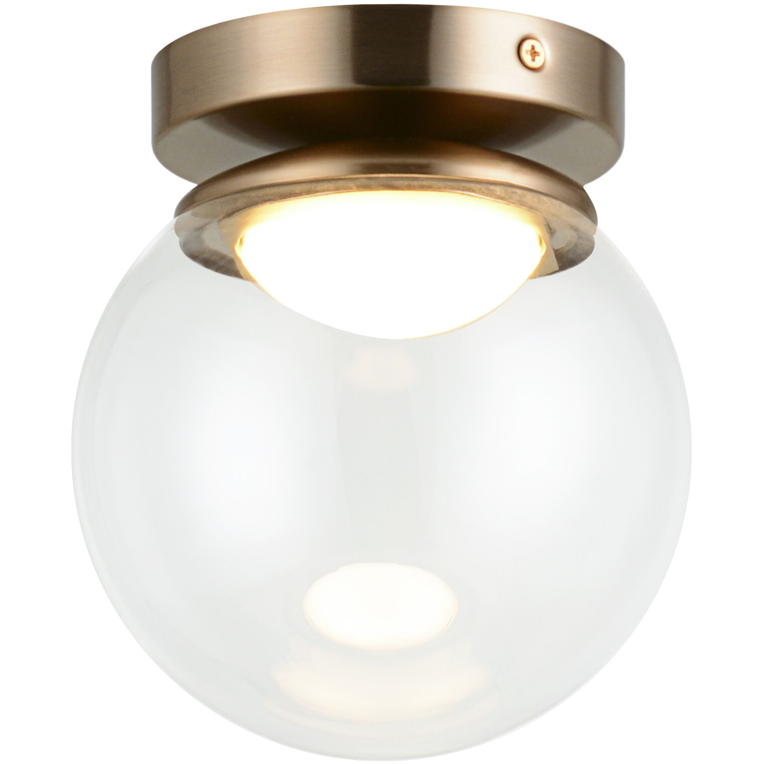 Boble LED 5.88 inch Aged Gold Brass Flush Mount Ceiling Light in Aged Gold Brass and Clear