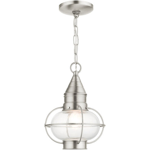 Newburyport 1 Light 9 inch Brushed Nickel Outdoor Pendant Lantern