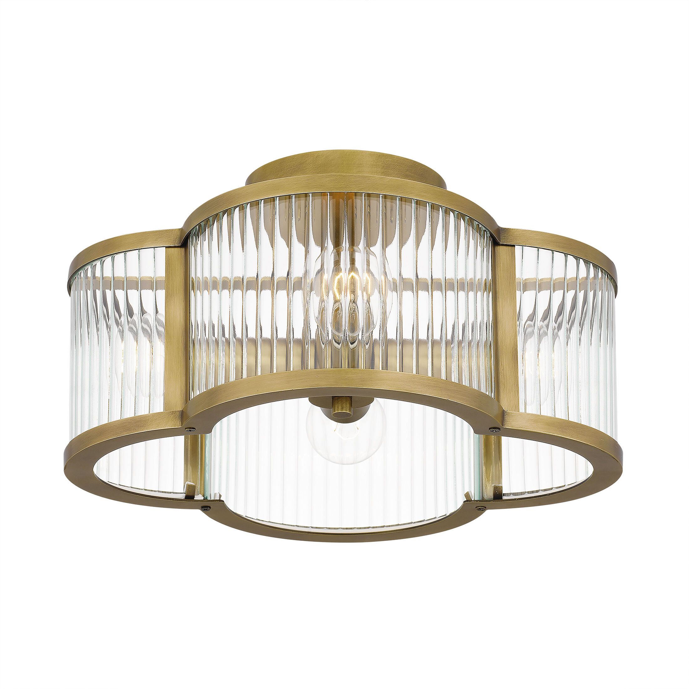 Aster 4 Light 15 inch Weathered Brass Semi-Flush Mount Ceiling Light