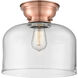 Aditi X-Large Bell 1 Light 12 inch Antique Copper Flush Mount Ceiling Light in Clear Glass, Aditi