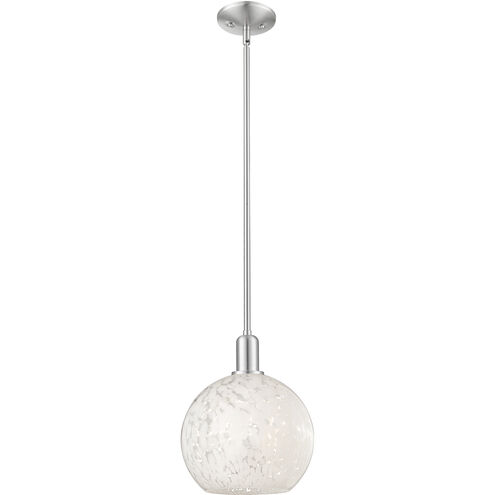 Arcadia White Mouchette 1 Light 10 inch Brushed Satin Nickel Mini Pendant Ceiling Light