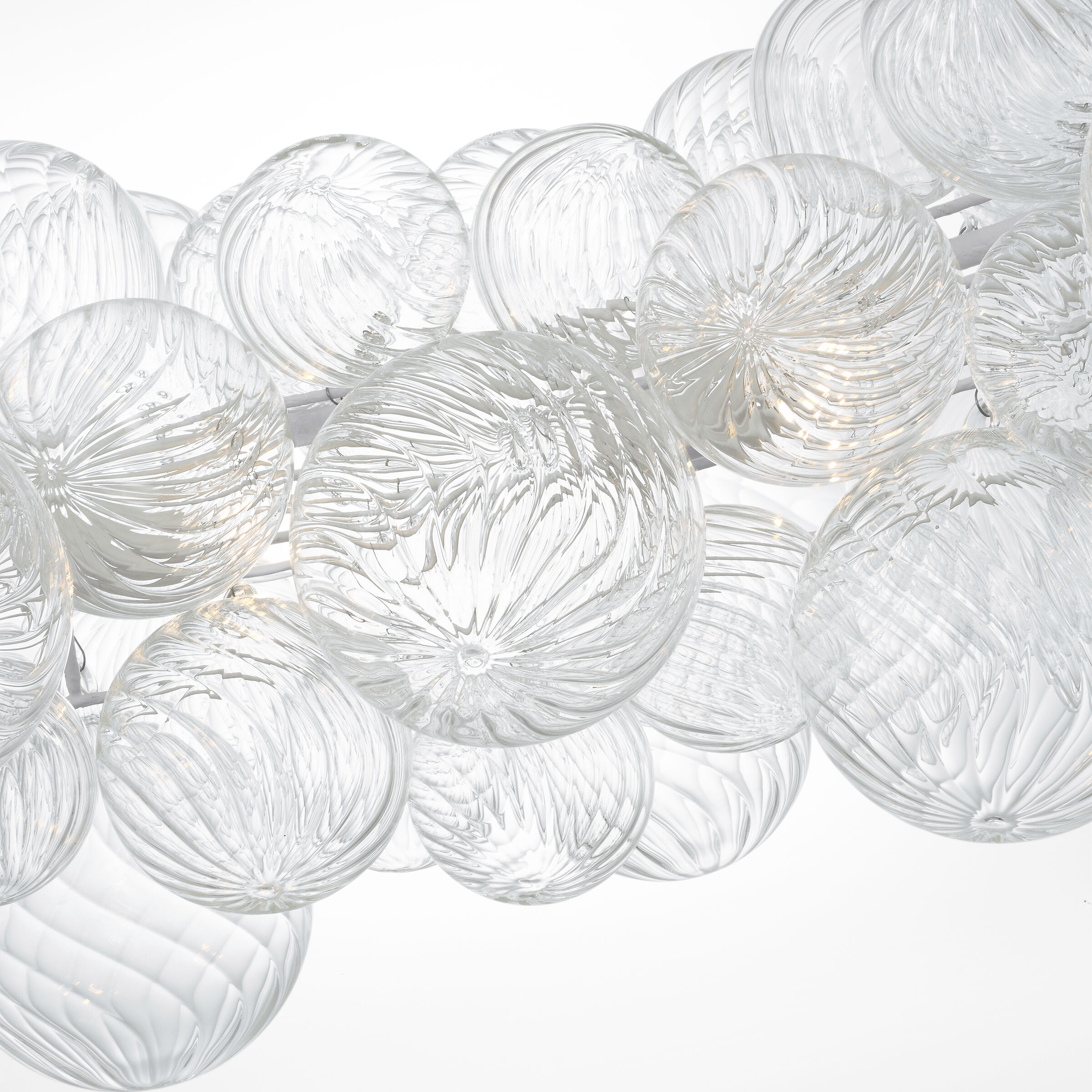 Julie Neill Talia LED 63 inch Plaster White and Clear Swirled Glass Ring Chandelier Ceiling Light
