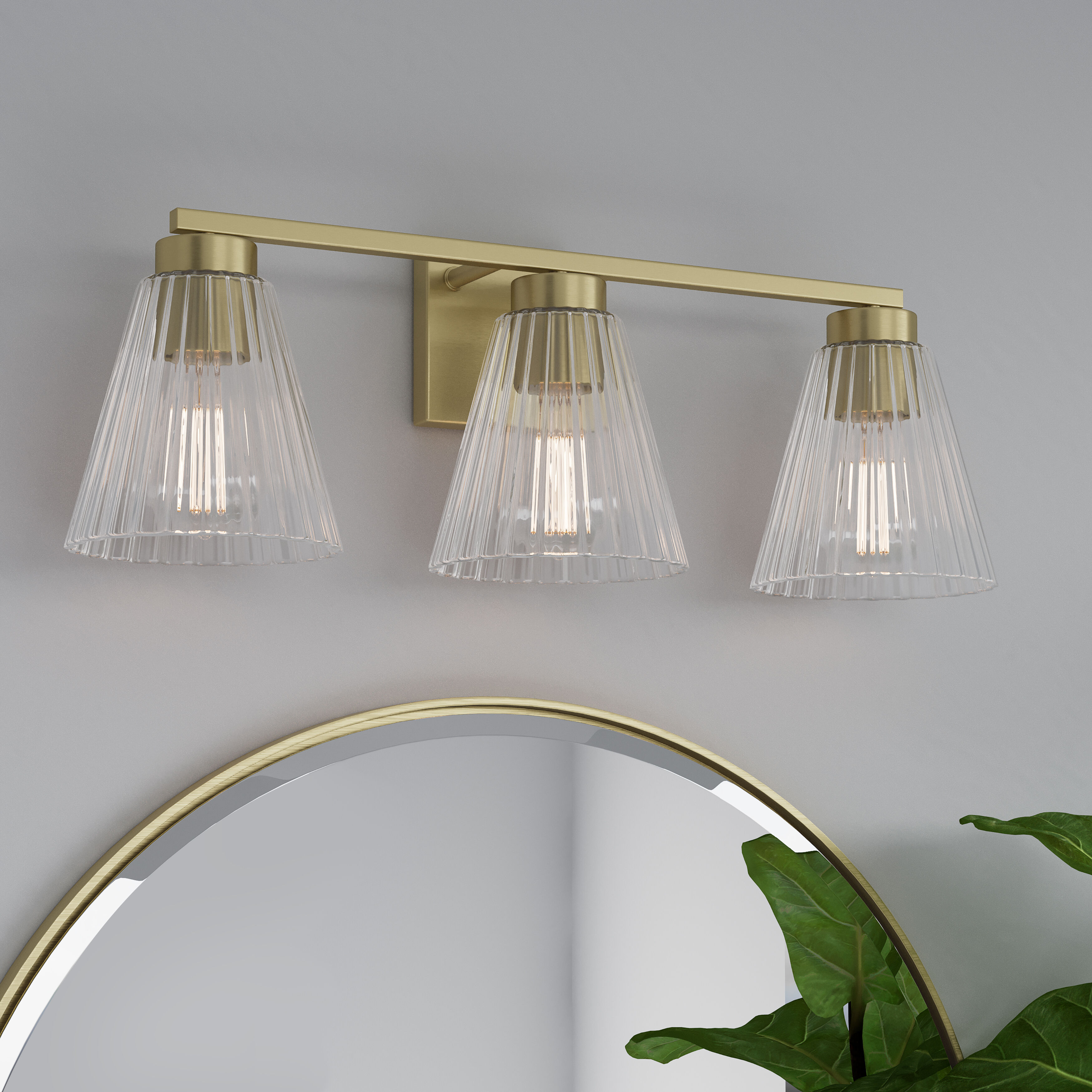 Riville 3 Light 22.75 inch Vintage Brass Bathroom Vanity Light Wall Light