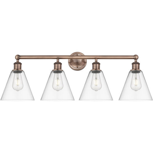 Berkshire 4 Light 35 inch Antique Copper Bath Vanity Light Wall Light in Clear