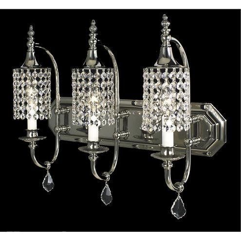 Princessa 3 Light 21 inch Polished Silver Sconce Wall Light