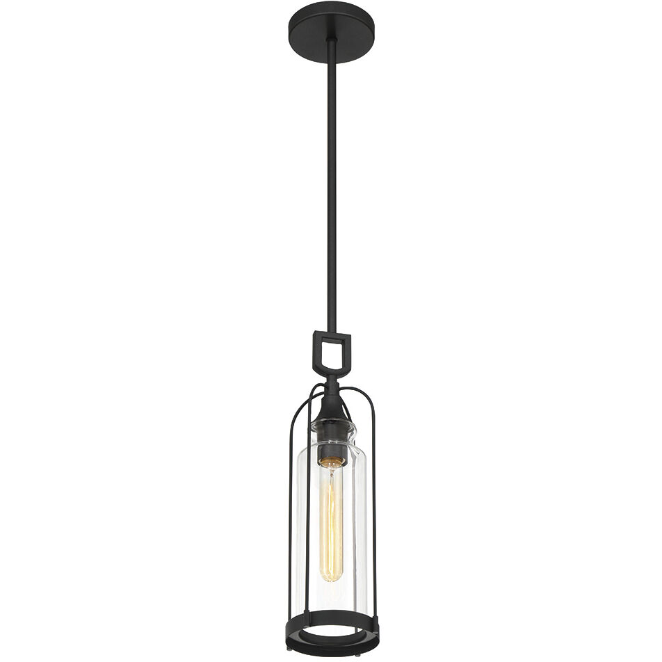 Yasmin 1 Light 5 inch Satin Black Outdoor Pendant