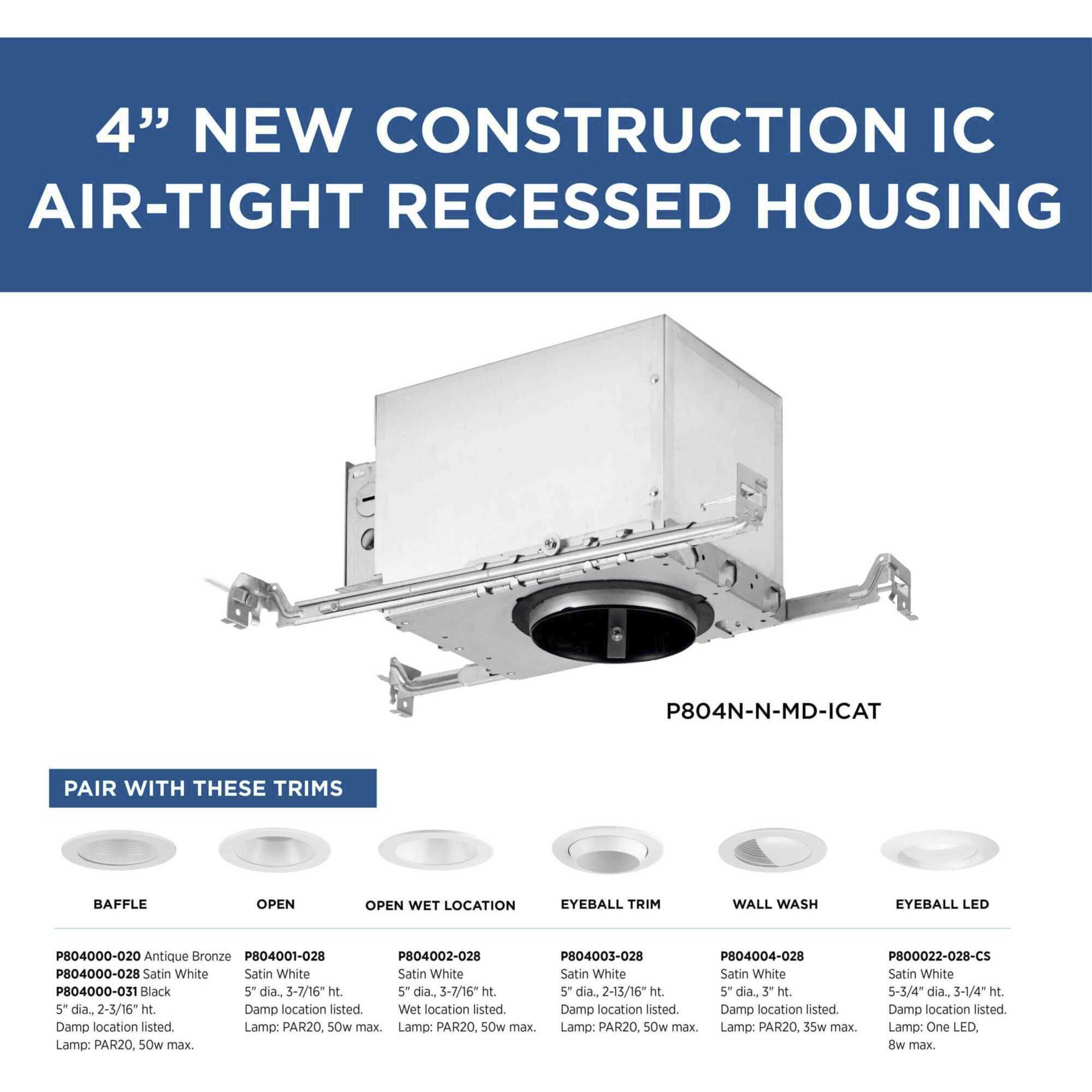 4in Recessed Housing PAR20 Unfinished Recessed Can in IC Rated, New Construction